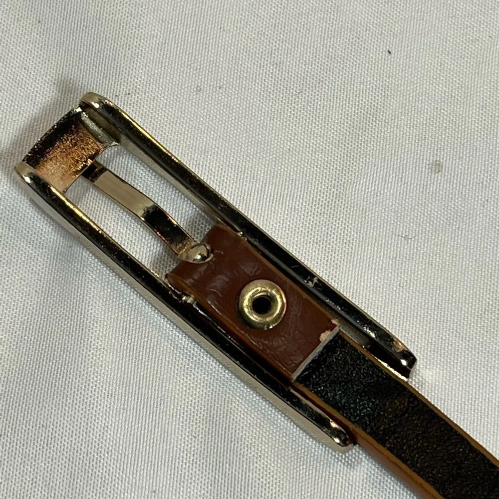 Thin brown belt with gold buckle & embellishments